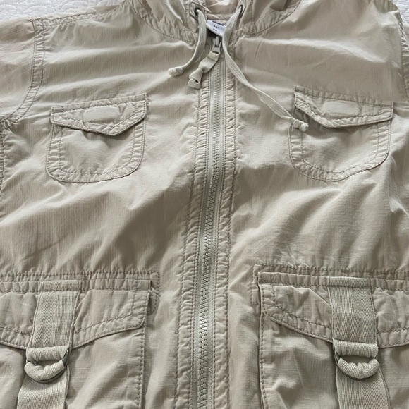 GAP Utility Jacket Light Tan Hood Long Sleeve With Buttons Pockets Size XS - Picture 7 of 12